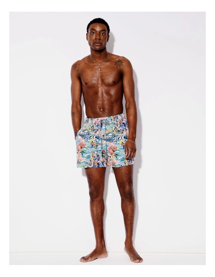 Aussie Tea Towel Swim Shorts in Multi image 2