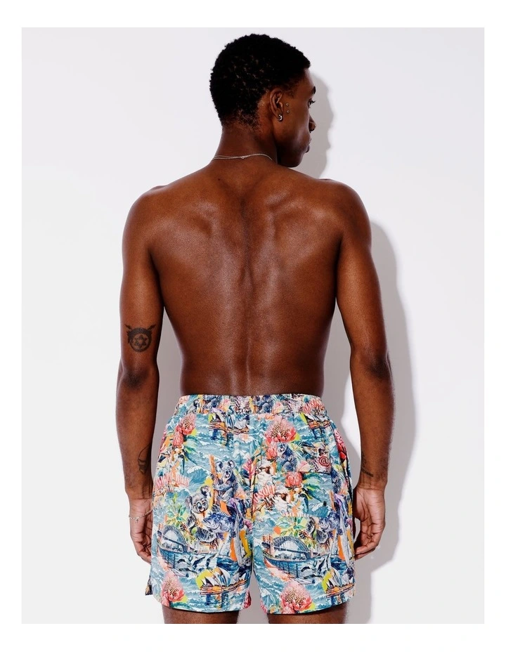 Aussie Tea Towel Swim Shorts in Multi image 4