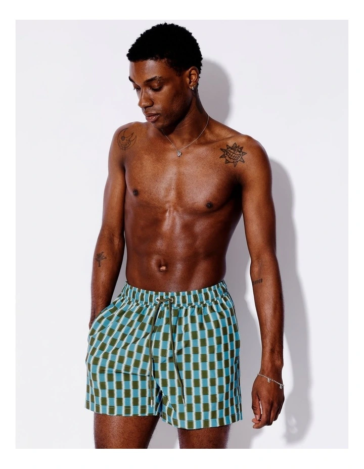 Eden Check Swim Shorts in Multi image 1