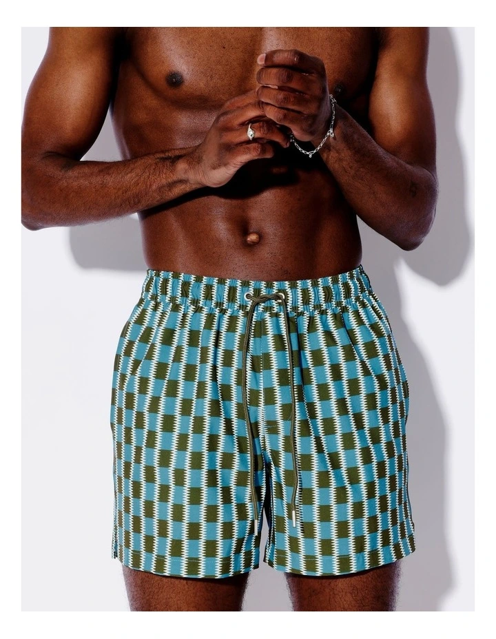 Eden Check Swim Shorts in Multi image 2