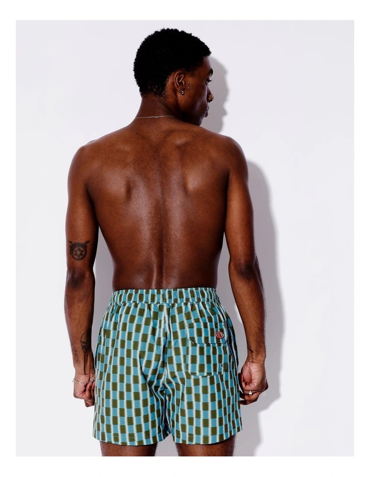 Eden Check Swim Shorts in Multi image 3