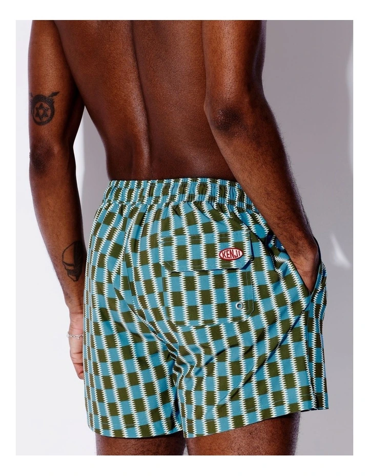 Eden Check Swim Shorts in Multi image 4