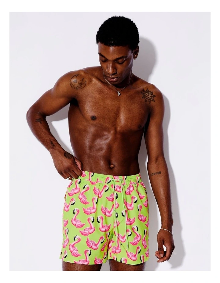 Flamingo Party Swim Shorts in Multi image 3