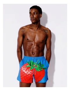 It's a Strawberry Swim Shorts in Blue