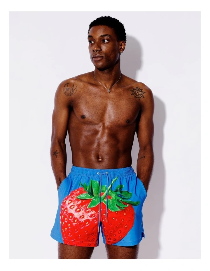 It's a Strawberry Swim Shorts in Blue image 1