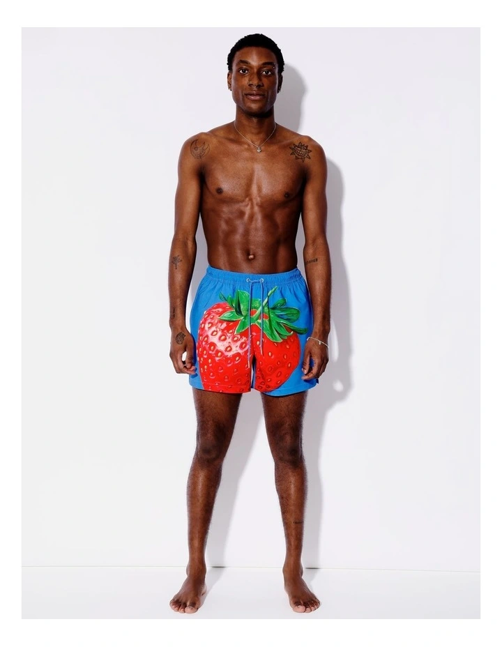 It's a Strawberry Swim Shorts in Blue image 2