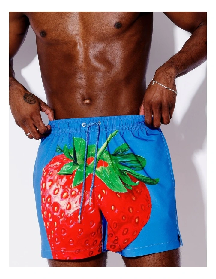 It's a Strawberry Swim Shorts in Blue image 3