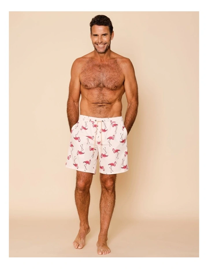 Flamingo Stripe Swim Shorts in Pink image 2