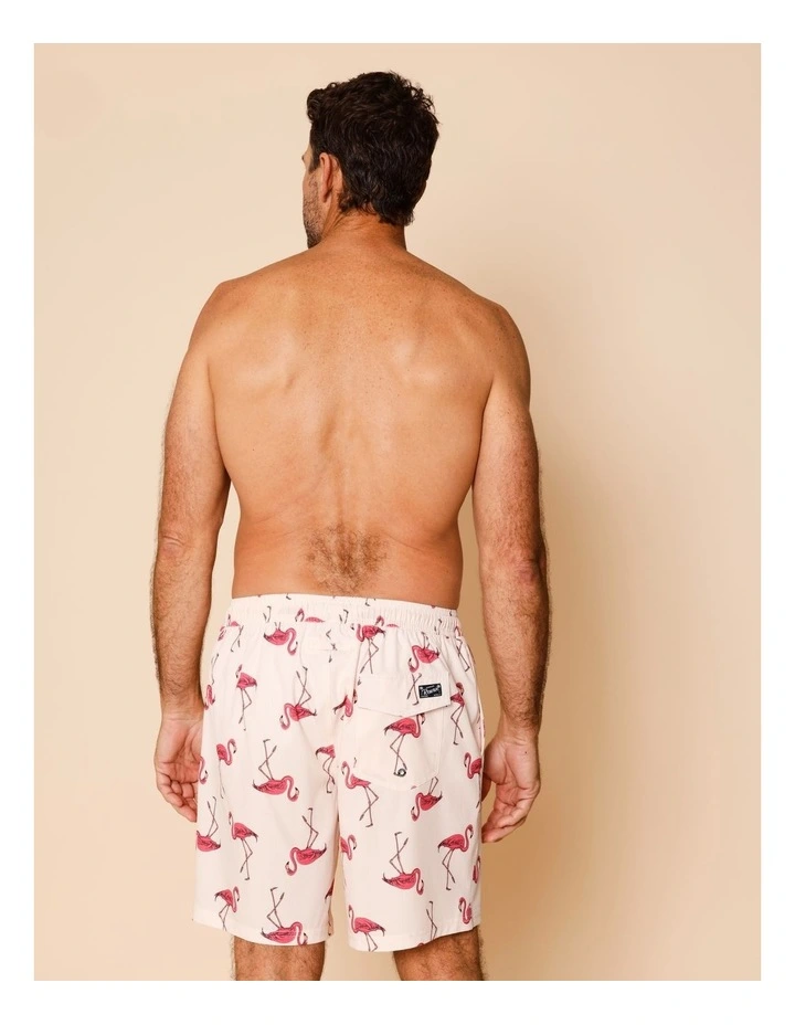 Flamingo Stripe Swim Shorts in Pink image 4