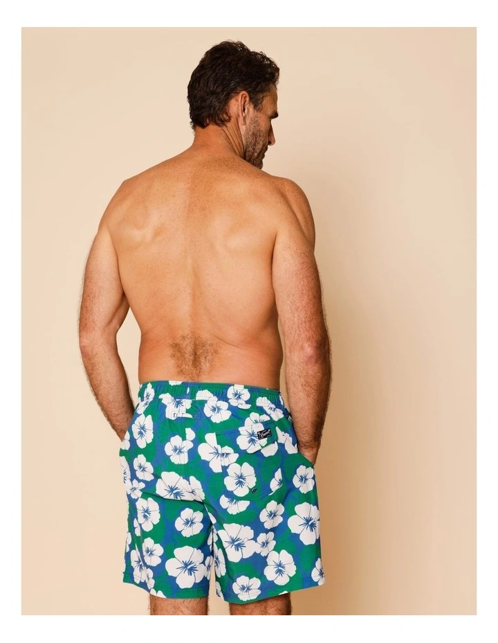 Hibiscus Blooming Swim Shorts in Teal image 4