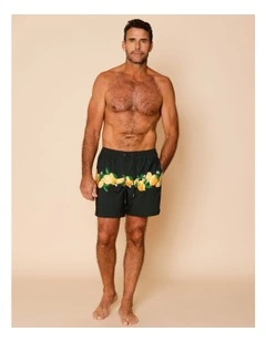 Lemon Tree Swim Shorts in Black