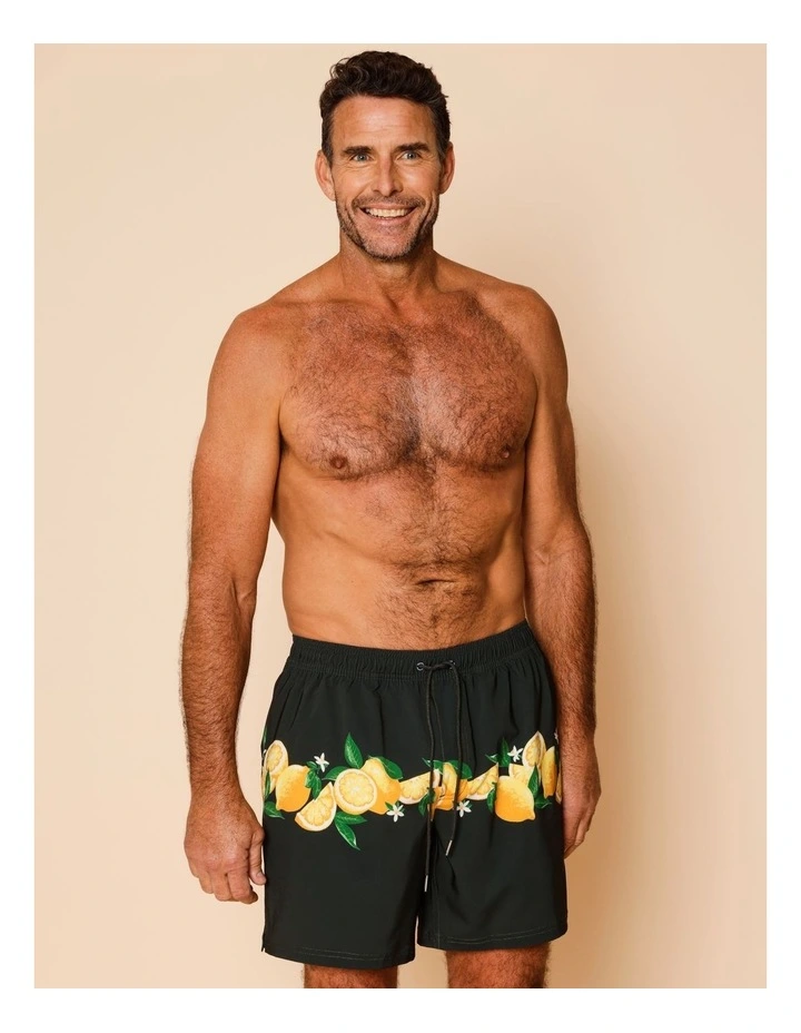 Lemon Tree Swim Shorts in Black image 2