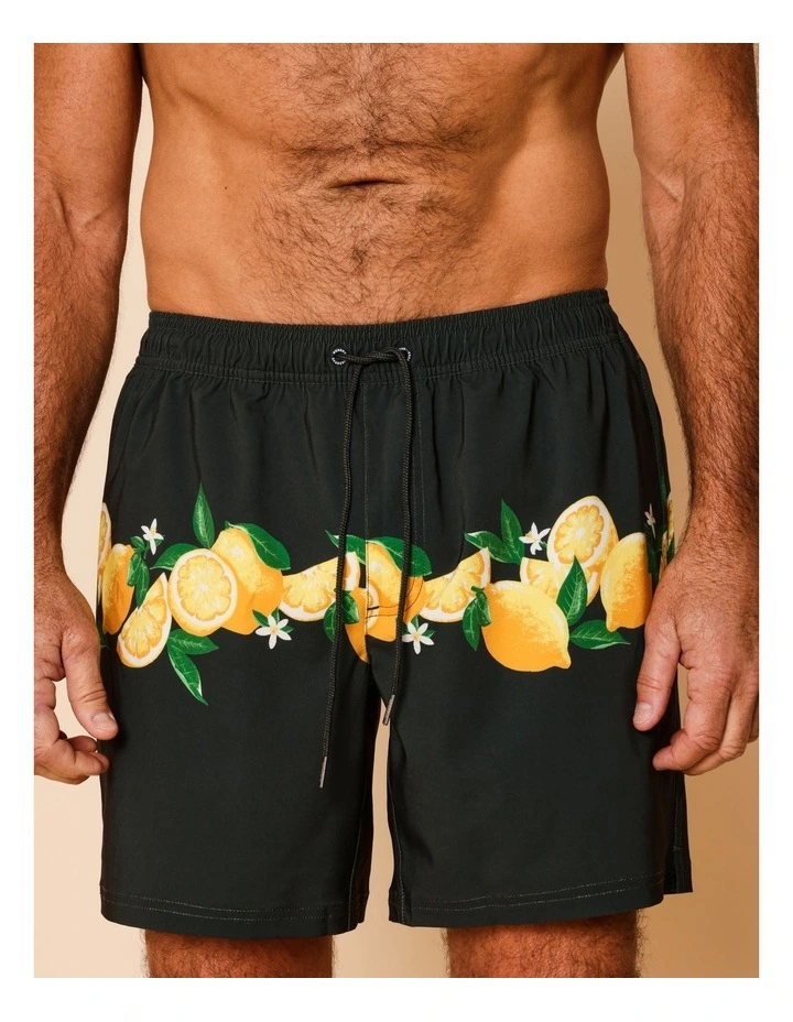 Lemon Tree Swim Shorts in Black image 3