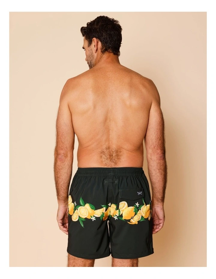 Lemon Tree Swim Shorts in Black image 4