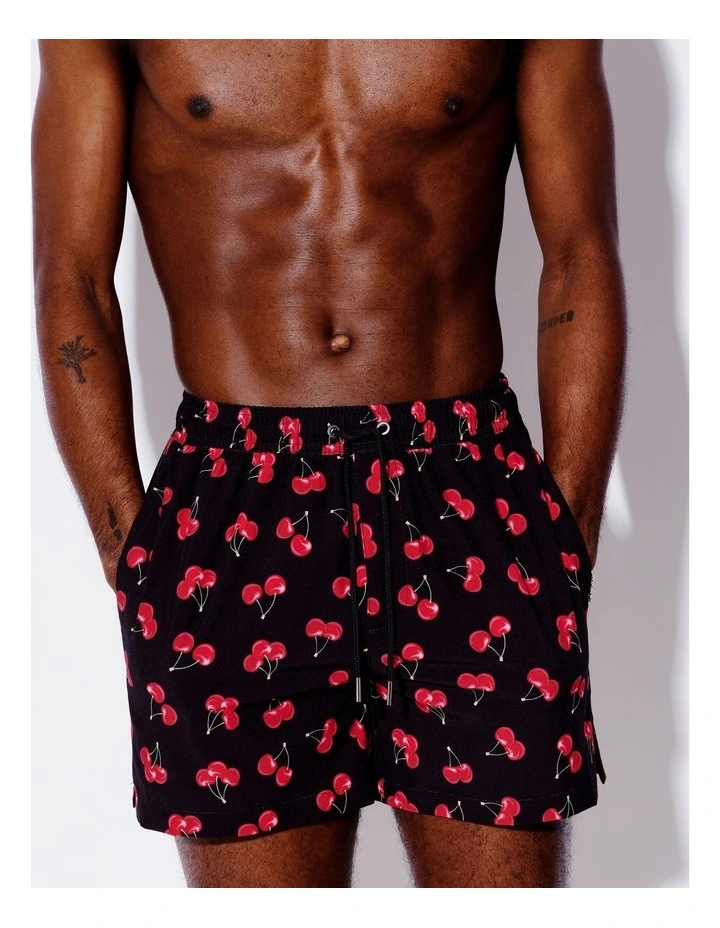 Cherry Time Swim Shorts in Black image 1
