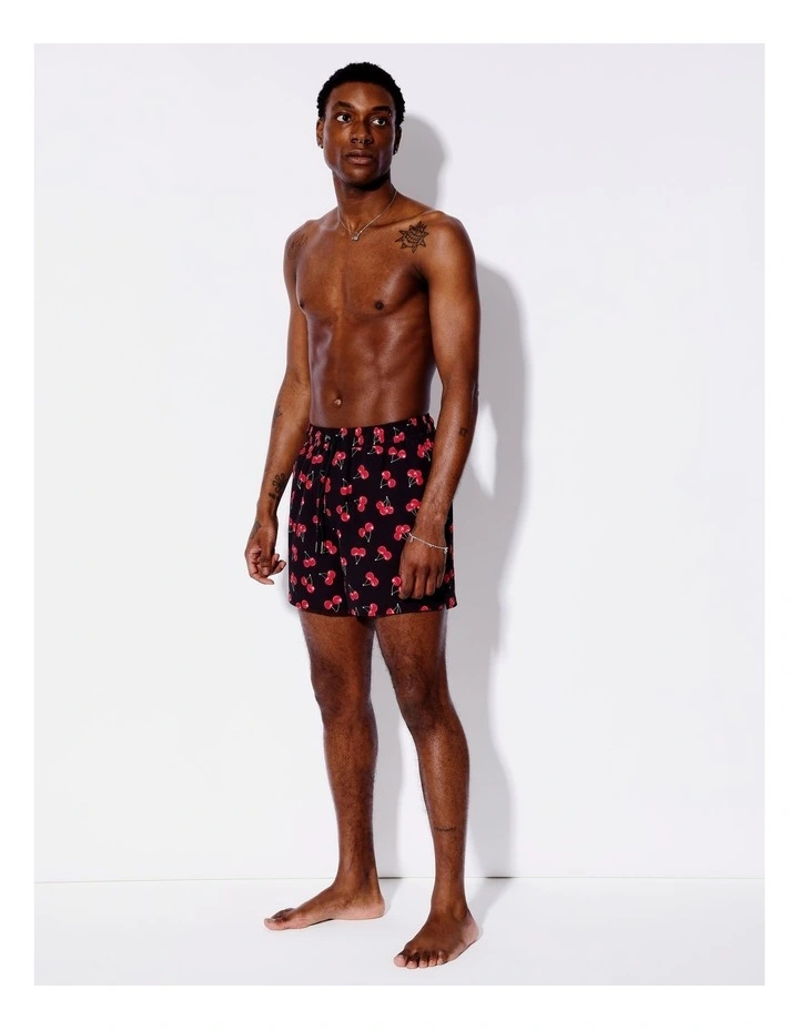 Cherry Time Swim Shorts in Black image 2