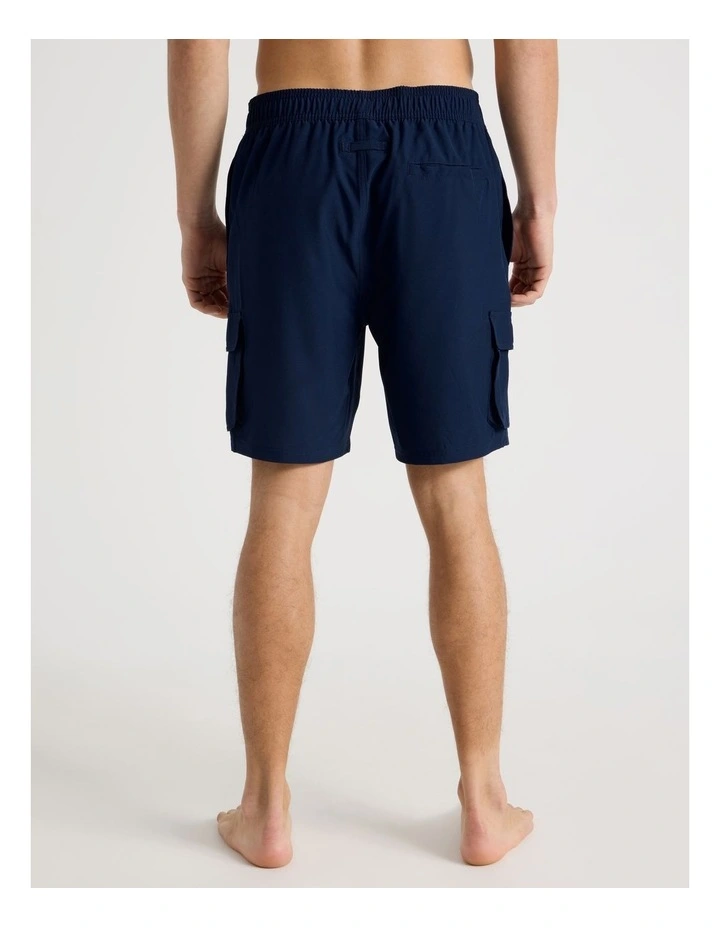Elastic Waist Cargo Swim Short in Navy image 4