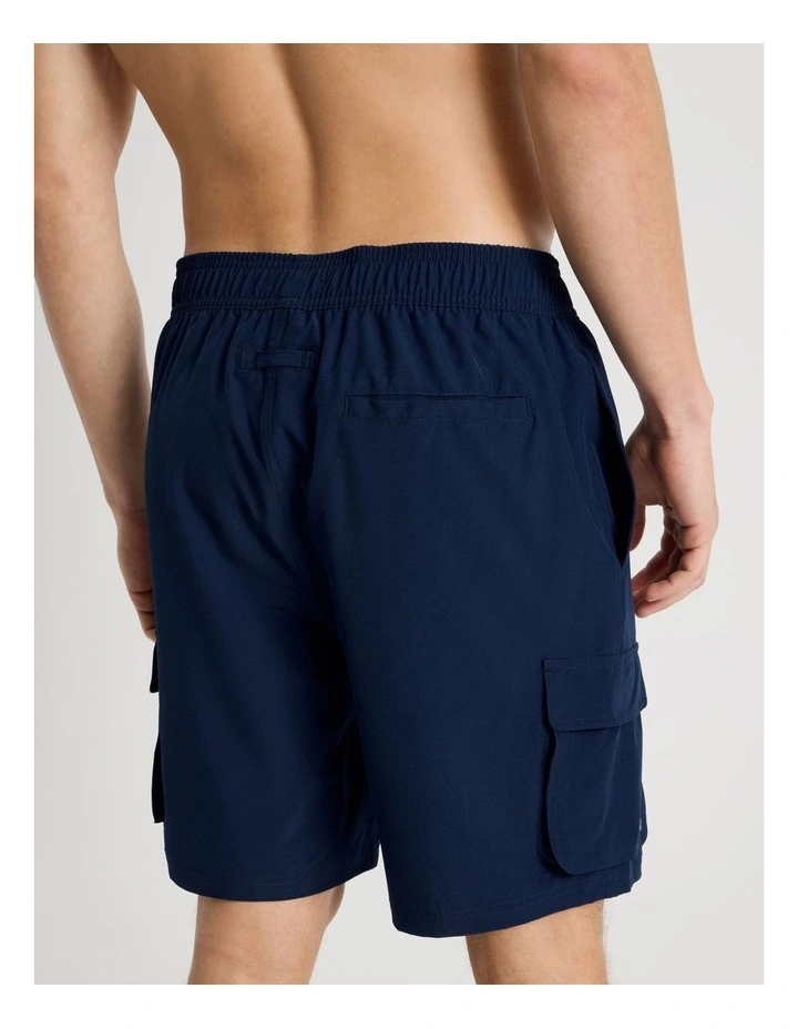 Elastic Waist Cargo Swim Short in Navy image 5