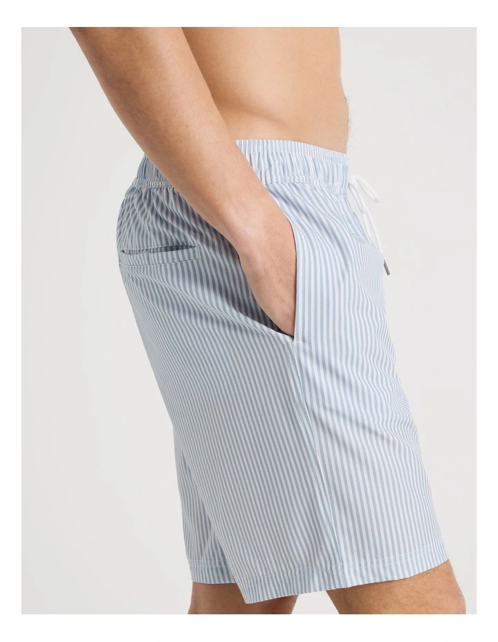 Elasticated Drawstring Swim Short in Blue image 3