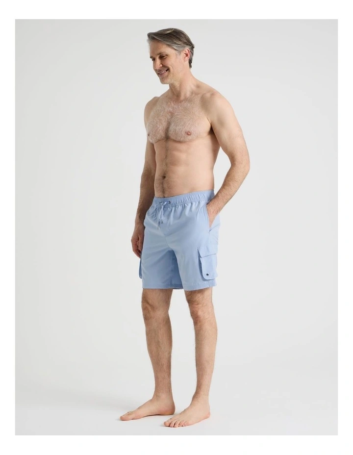 Elastic Waist Cargo Swim Short in Blue image 1