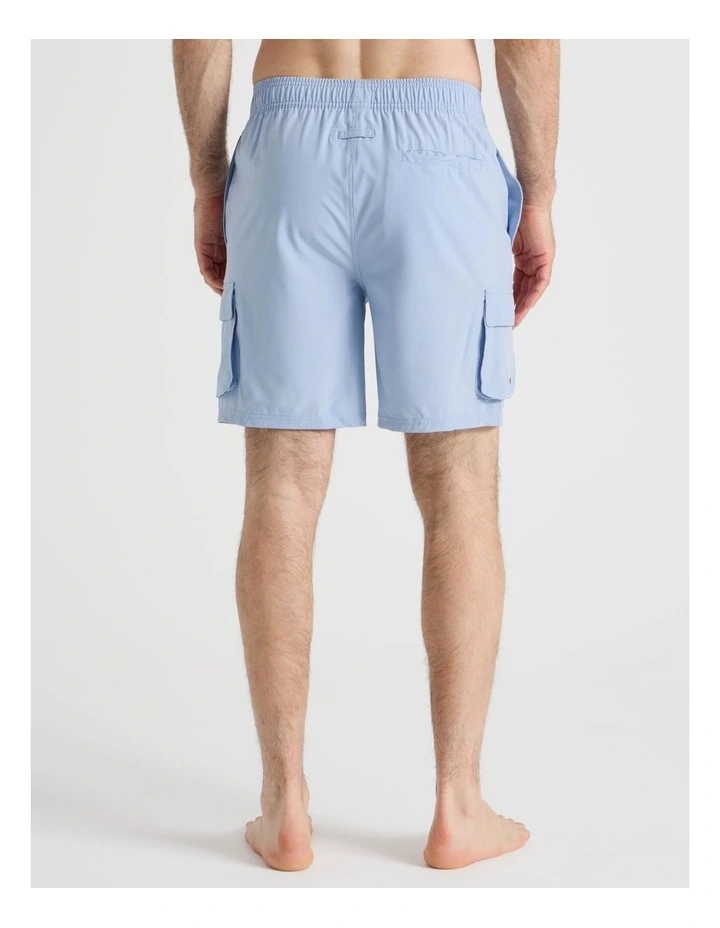 Elastic Waist Cargo Swim Short in Blue image 5