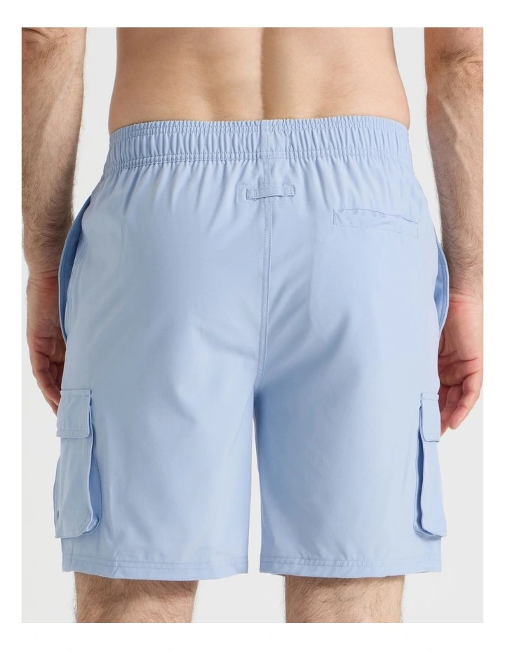 Elastic Waist Cargo Swim Short in Blue image 6