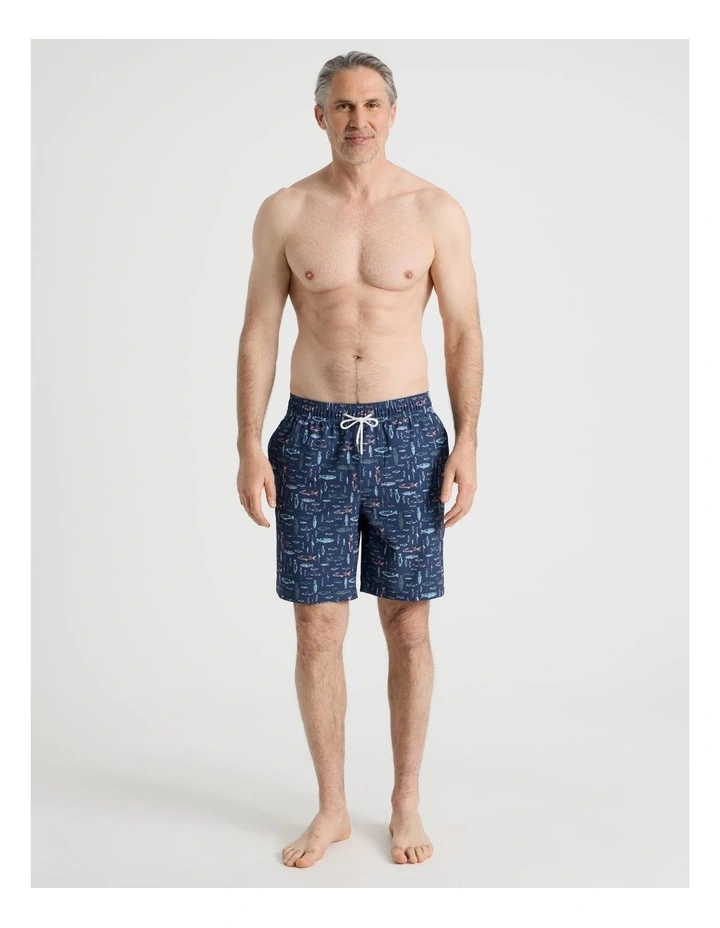 Elasticated Drawstring Swim Short in Blue image 1