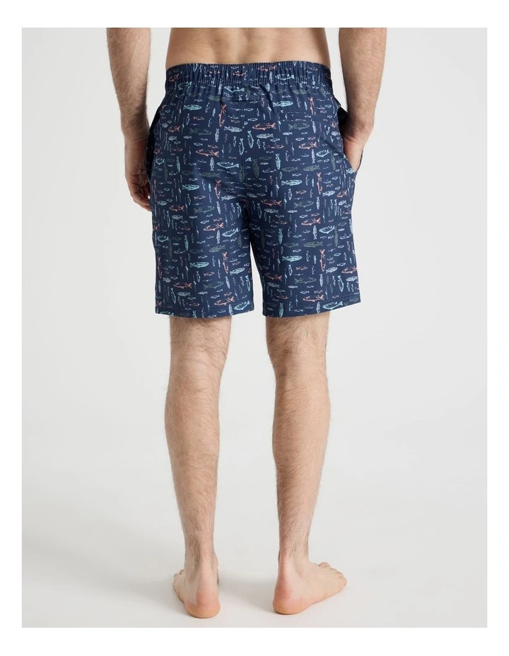 Elasticated Drawstring Swim Short in Blue image 5