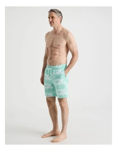 Elasticated Drawstring Swim Short in Blue