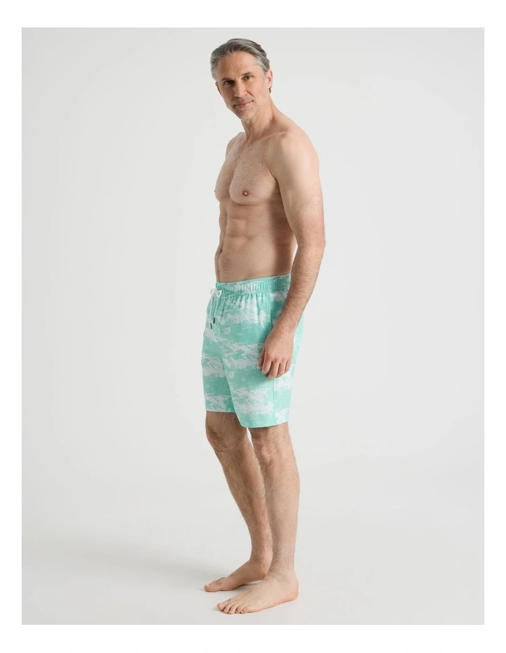 Elasticated Drawstring Swim Short in Blue image 3