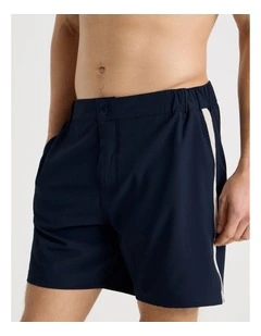 Side Waist Elastic Swim Short in Navy