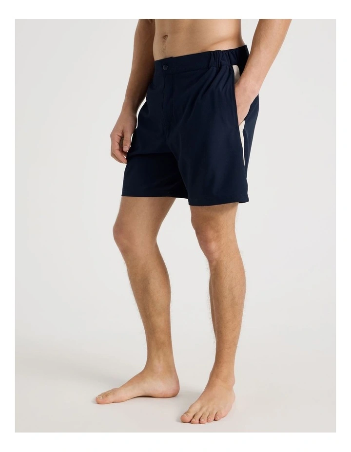 Side Waist Elastic Swim Short in Navy image 6