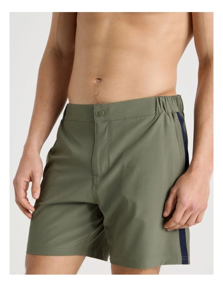 Side Waist Elastic Swim Short in Green image 1