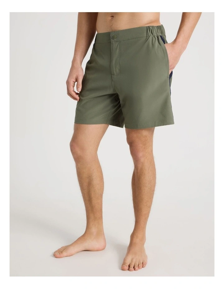 Side Waist Elastic Swim Short in Green image 2