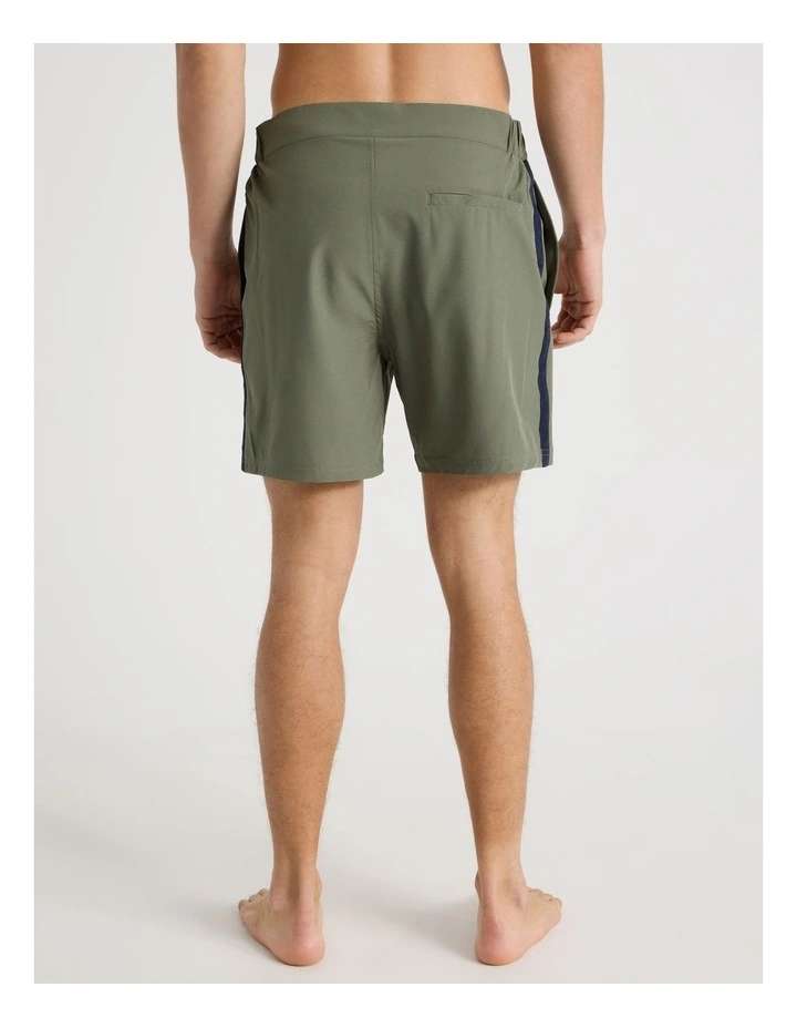 Side Waist Elastic Swim Short in Green image 5