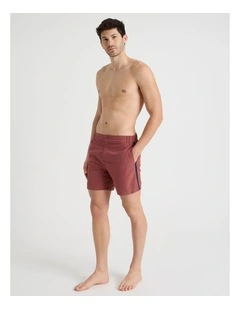Side Waist Elastic Swim Short in Red