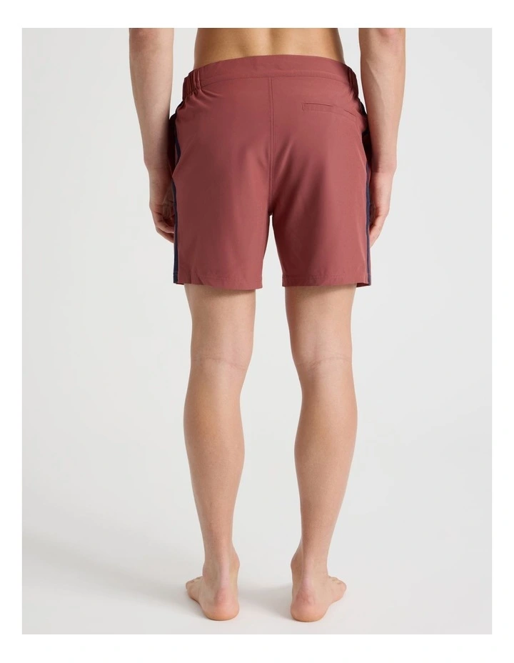Side Waist Elastic Swim Short in Red image 4