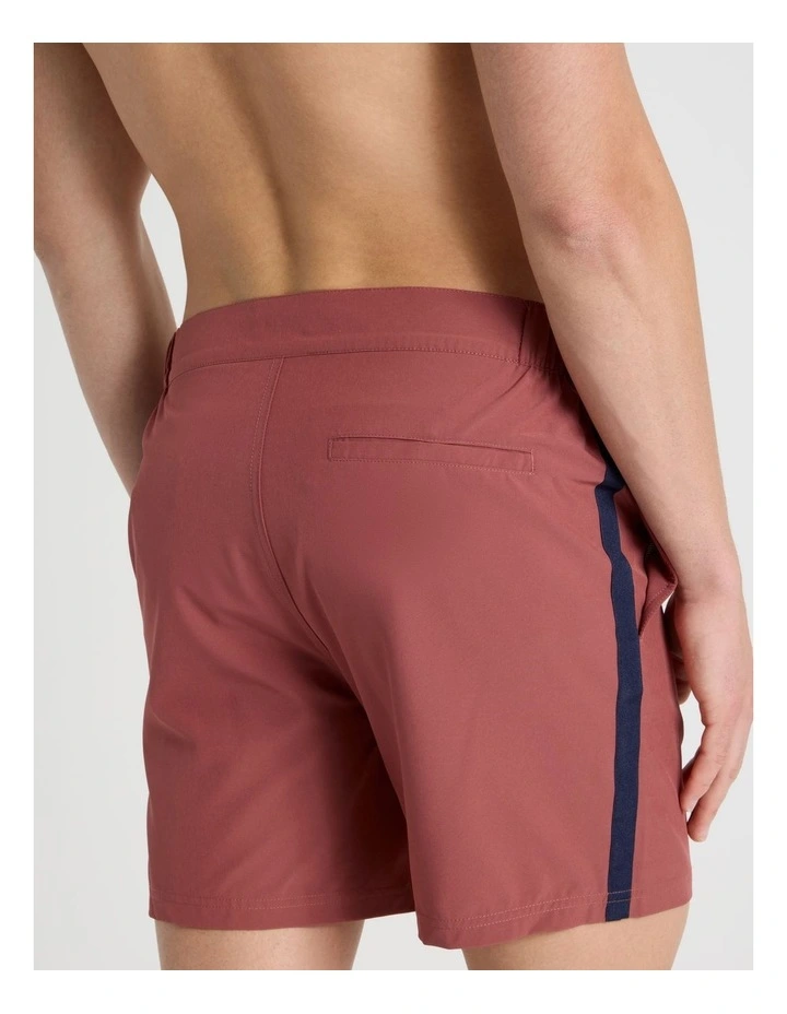 Side Waist Elastic Swim Short in Red image 5