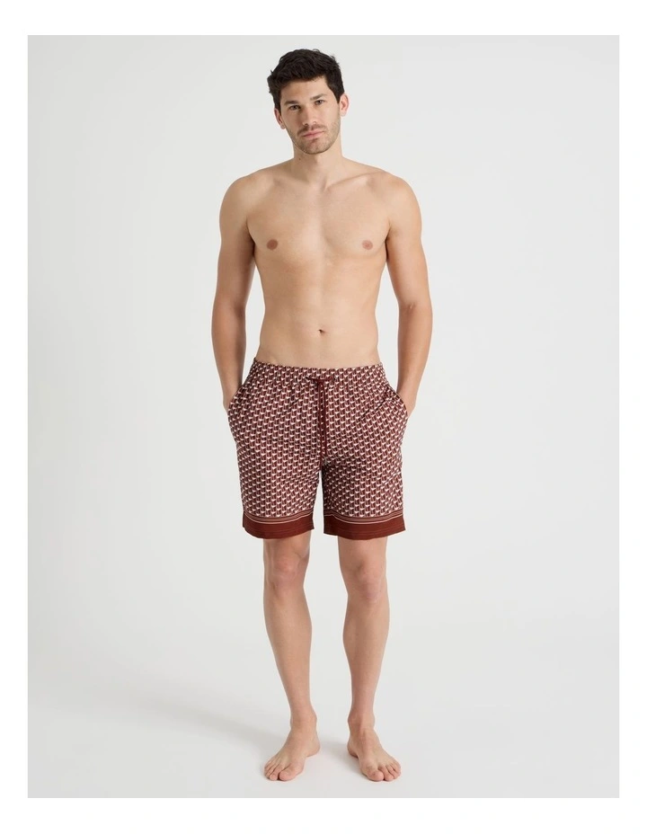 Drawstring Swim Short in Red image 1