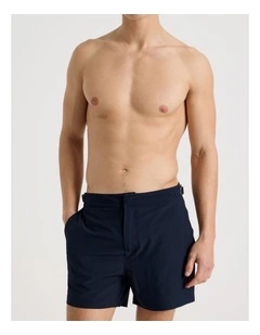 Side Tab Swim Short in Navy