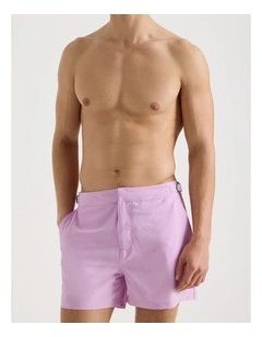 Side Tab Swim Short in Pink