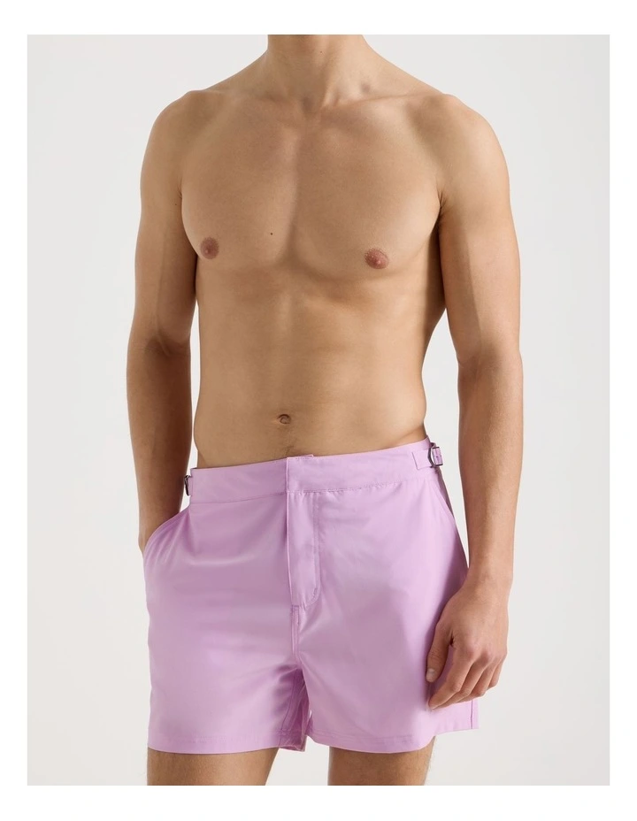 Side Tab Swim Short in Pink image 1