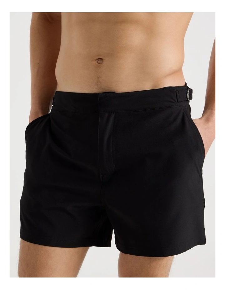 Side Elastic Swim Short in Black image 2