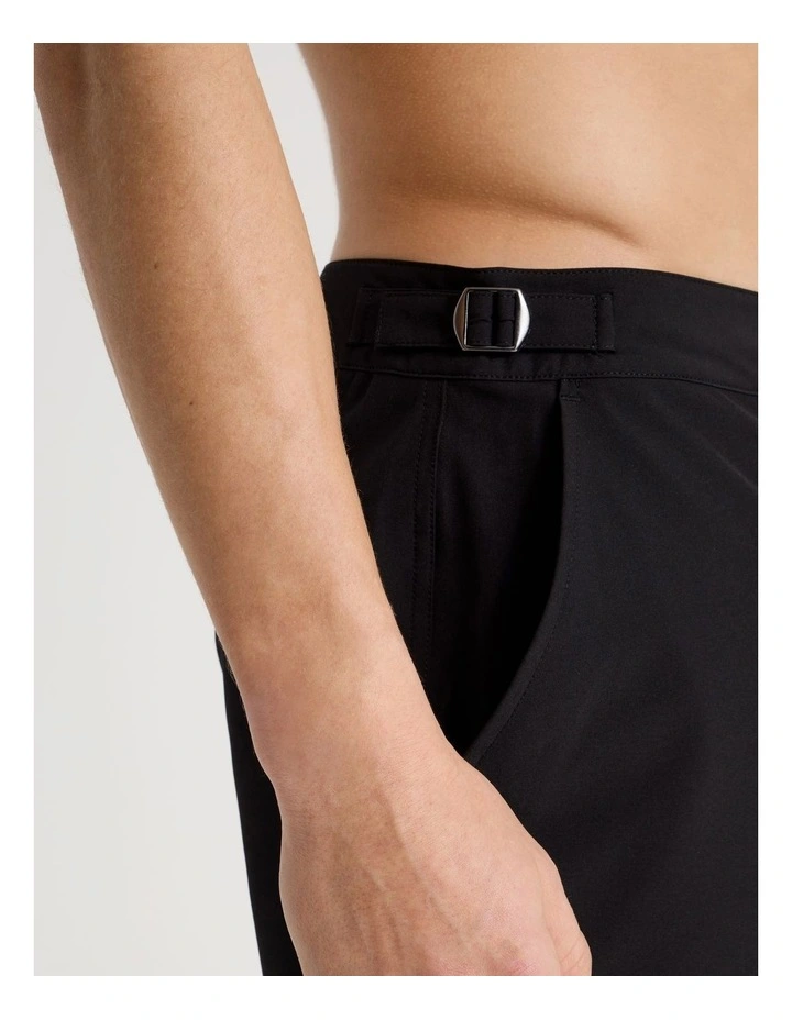 Side Elastic Swim Short in Black image 4