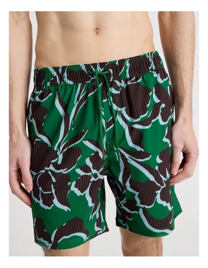 Side Elastic Swim Short in Green image 3