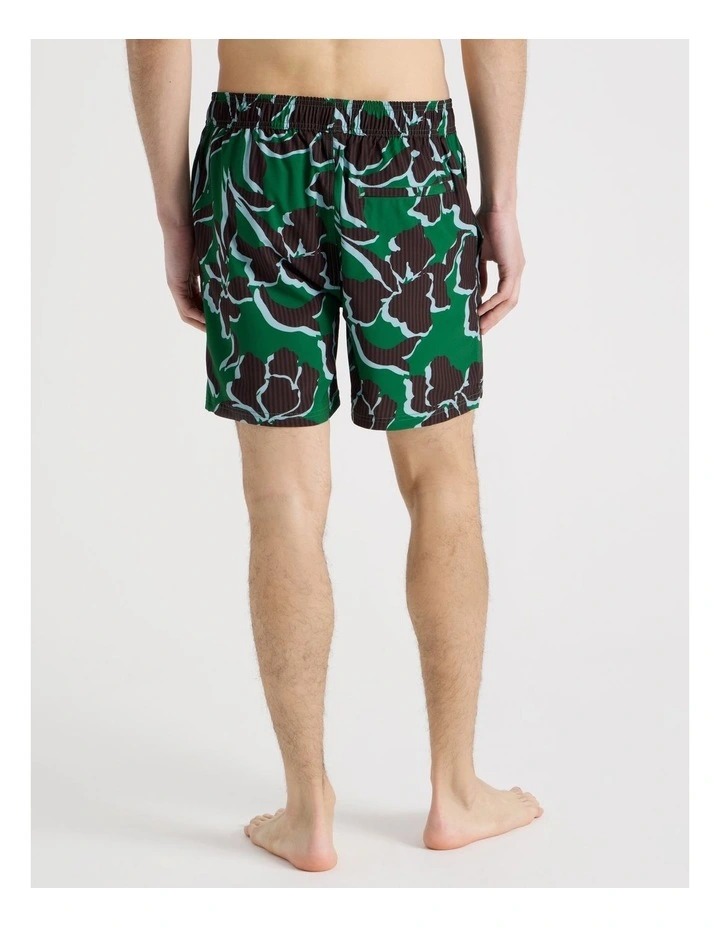 Side Elastic Swim Short in Green image 4