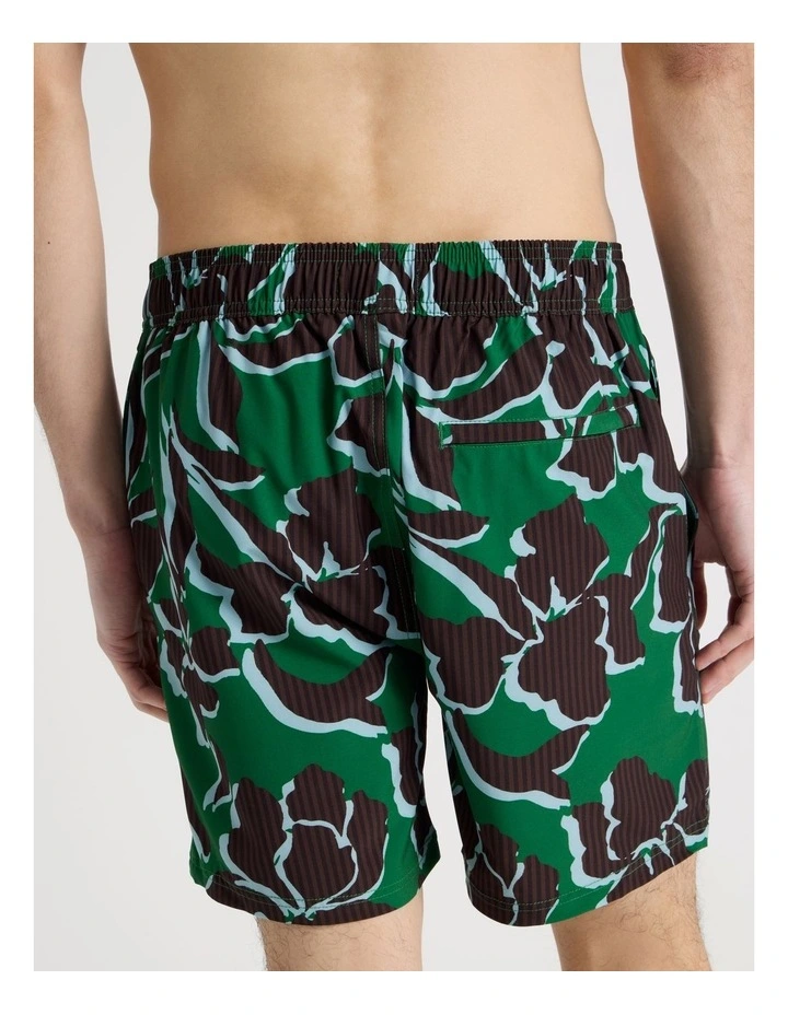 Side Elastic Swim Short in Green image 5