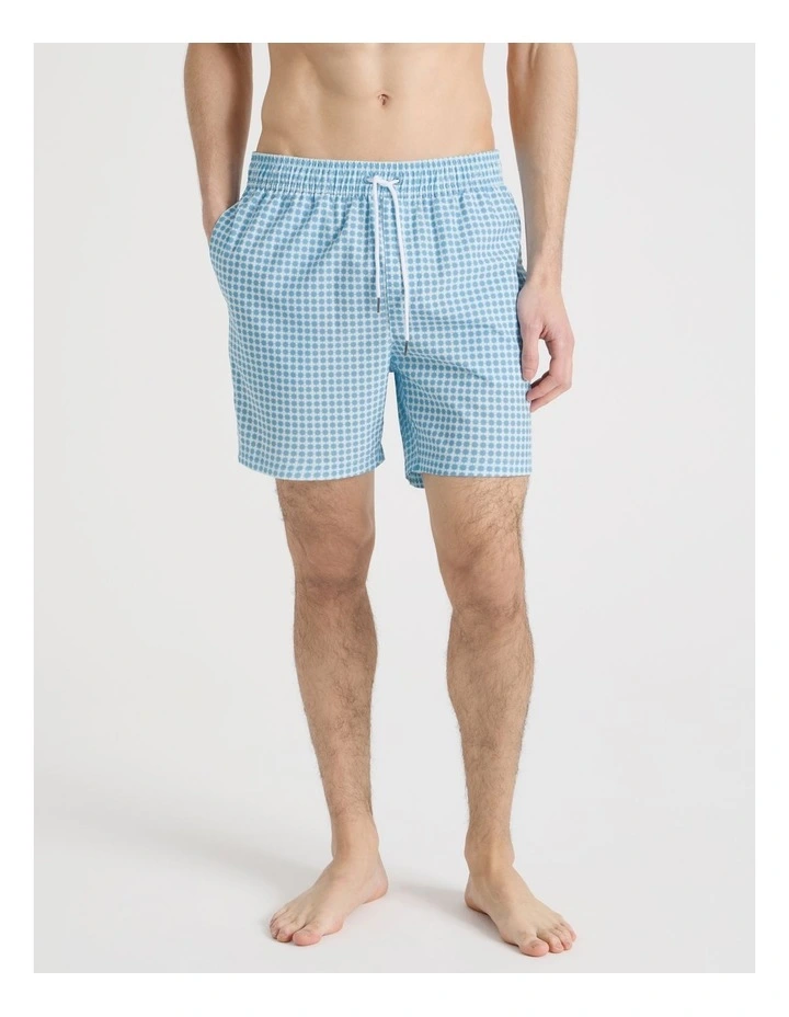 Side Elastic Swim Short in Blue image 2