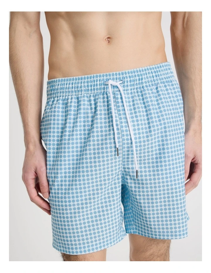 Side Elastic Swim Short in Blue image 3