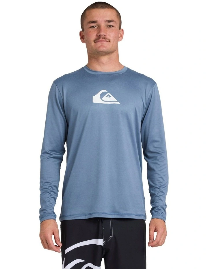 Solid Streak Long Sleeve Surf Shirt in Blue image 1